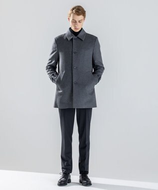 JOSEPH HOMME 【新素材】ライトウールシャギー　ステンカラーコート グレー系