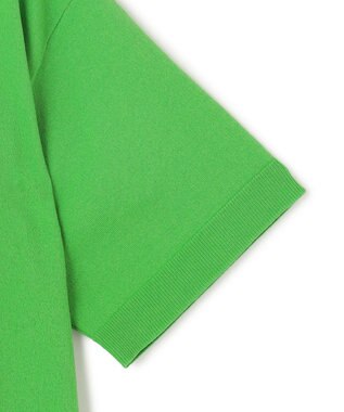 BEIGE， 【洗える】NADIA / レザーポケット付き半袖ニットTシャツ Green