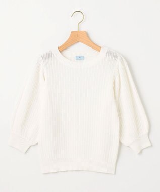 組曲 S 【洗える】CHAIギャザースリーブ ニット アイボリー系