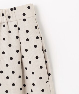 ANY 【洗濯機可能/ウエストゴム/ポケット付】リネンライク ドット柄パンツ ベージュベース