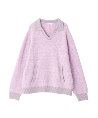 CRAFT STANDARD BOUTIQUE 配色Vネックニットプルオーバー Charcoal Gray