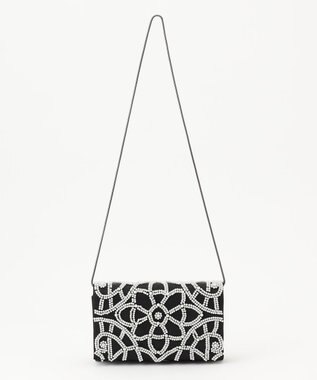 GRACE CONTINENTAL パールフラワークラッチバッグ ブラック