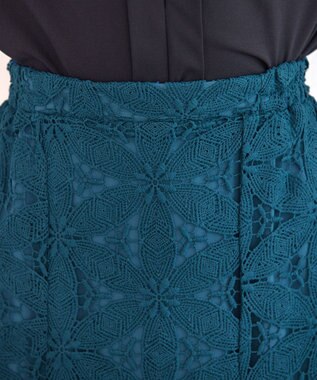 Tiaclasse L 【洗える】花柄レースマーメイドスカート ターコイズ