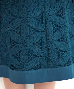 Tiaclasse L 【洗える】花柄レースマーメイドスカート ターコイズ