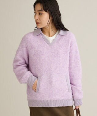 CRAFT STANDARD BOUTIQUE 配色Vネックニットプルオーバー Charcoal Gray