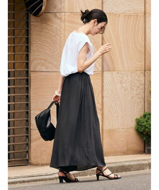 AMERICAN HOLIC エアリーギャザーガウチョパンツ【裏地：接触冷感】 Black