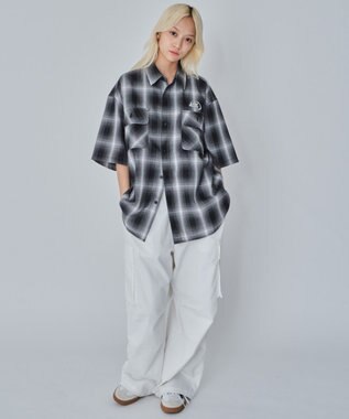 WEGO 【ユニセックス着用ITEM】グラフィックオンブレチェックシャツ（SS） ブラックチェック1