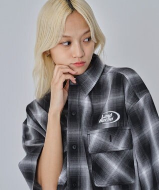 WEGO 【ユニセックス着用ITEM】グラフィックオンブレチェックシャツ（SS） ブラックチェック1