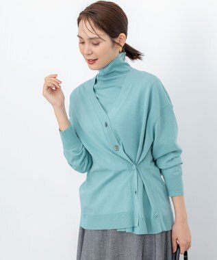 組曲 【加藤ローサさん着用 / 2WAY】スムースストレッチカシュクール カーディガン スモーキーグリーン系