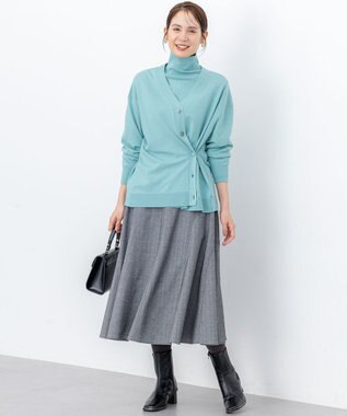 組曲 【加藤ローサさん着用 / 2WAY】スムースストレッチカシュクール カーディガン スモーキーグリーン系