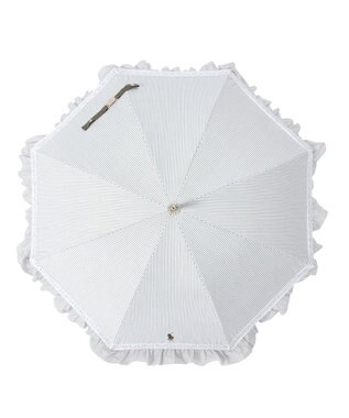 MOONBAT 【遮光/晴雨兼用】POLO RALPH LAUREN （ポロラルフローレン） 長傘 晴雨兼用日傘 ストライプフリル 遮光 遮熱 UV カーキー