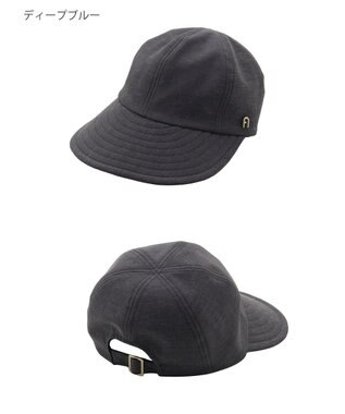 MOONBAT 【遮光100％/遮熱/UVカット】FURLA(フルラ)アーチロゴ ロングつば キャップ 帽子  手洗い可能/日本製 ディープブルー