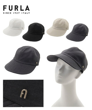 MOONBAT 【遮光100％/遮熱/UVカット】FURLA(フルラ)アーチロゴ ロングつば キャップ 帽子  手洗い可能/日本製 ディープブルー