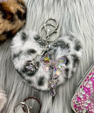 WEGO ファーハートビーズチャームキーホルダー 柄2