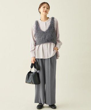 ANY 【LEE掲載/6サイズ展開/裏起毛/ウエストゴム】ウォームワイドパンツ チャコール