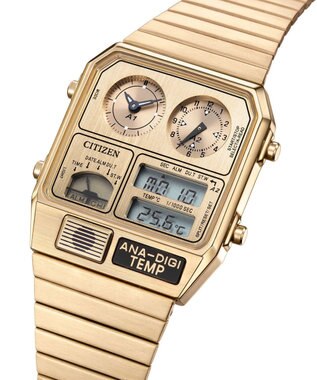 CITIZEN 【レトロなアナデジ限定モデル】Metallic ANA-DIGI TEMP（メタリック アナデジテンプ）JG2101-51H ゴールド