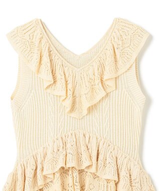 GRACE CONTINENTAL ミックスフリルニットトップ キナリ
