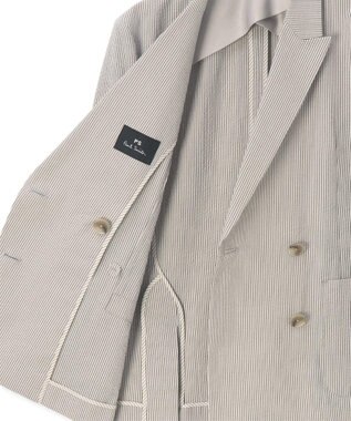 Paul Smith ストライプ シアサッカー ダブルブレスト ジャケット ベージュ