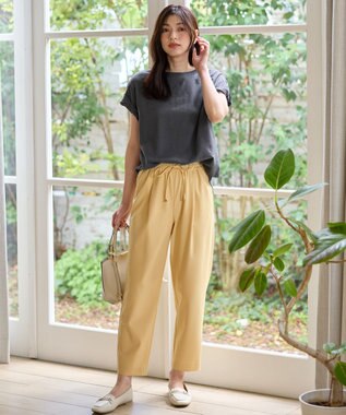 ANY 【ウエストゴム】イージーケアライトストレッチテーパードパンツ オレンジ