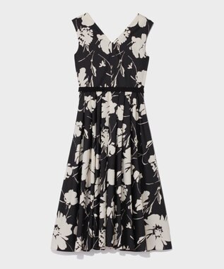 GRACE CONTINENTAL バイカラーボタニカルドレス ブラック