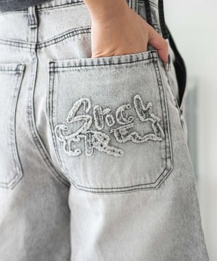 WEGO ロゴスタッズハーフパンツ グレー