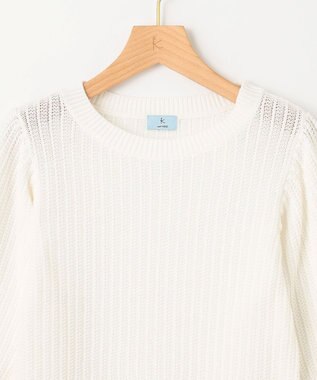 組曲 L 【洗える】CHAIギャザースリーブ ニット アイボリー系