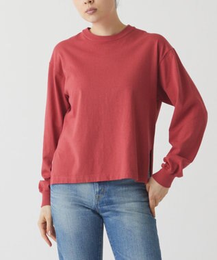 caqu caqu x good on short sleeve pocket tee サイドスリット入りL/S tee dark pink