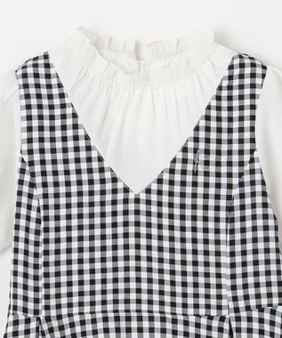 組曲 KIDS 【110-140㎝】ギンガムドッキング ワンピース ブラック系3