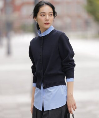 組曲 S 【加藤ローサさん着用 / 前後着用可】コットンタッチシャーティング刺繍入り ブラウス ブルー系