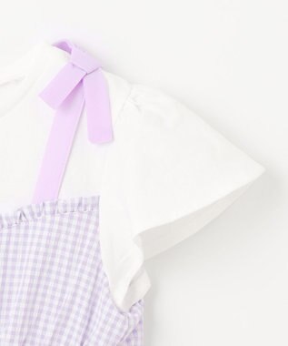 ANY KIDS サッカー ギンガム ワンピース ラべンダー系