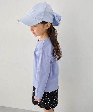 ANY KIDS 【日よけ付き】2WAYリボン刺繍キャップ サックスブルー