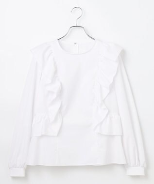 #Newans 【洗濯機可能/シワになりにくい】〈小柄さんにお勧め〉バーティカルフリルブラウス ホワイト