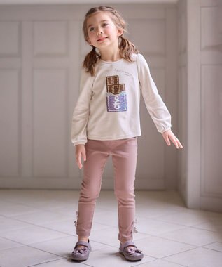 ANY KIDS ミラクルスパンコール 長袖 Tシャツ ミルクティー