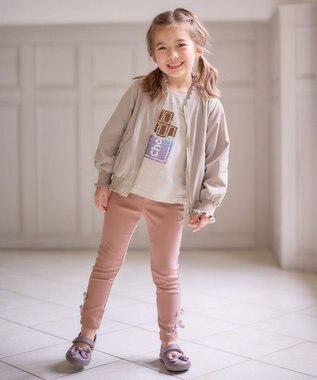 ANY KIDS ミラクルスパンコール 長袖 Tシャツ ミルクティー