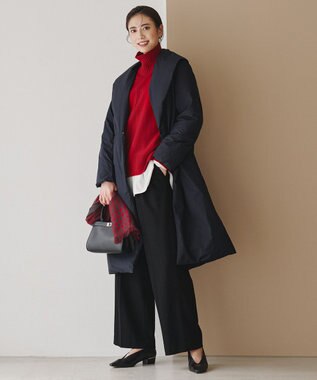 ICB ウォッシャブルライトウール ストレートパンツ ブラック