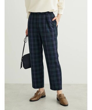 Green Parks きれいシルエットチェックパンツ Check Navy