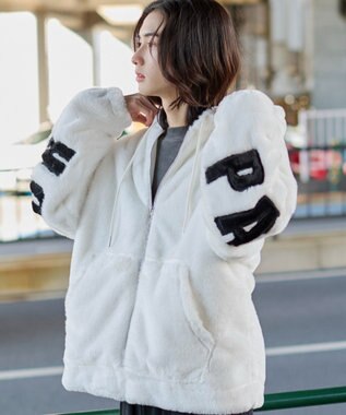 WEGO 【ユニセックス着用ITEM/MLサイズ展開】エコファーグラフィックブルゾン ホワイト