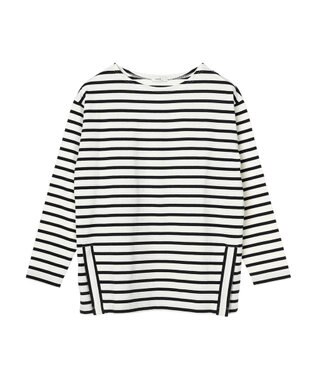 earth music&ecology ボーダーカットソーチュニック Ivory