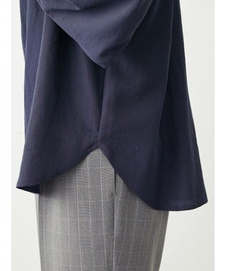 Green Parks スタンドフリルボウタイブラウス Navy