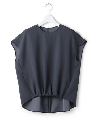 ICB FluidBackSatin フレンチスリーブブラウス ダルブルー