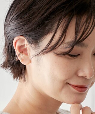 J.PRESS LADIES 【WEB限定】2way 天然石 イヤカフ リング ブラウン系