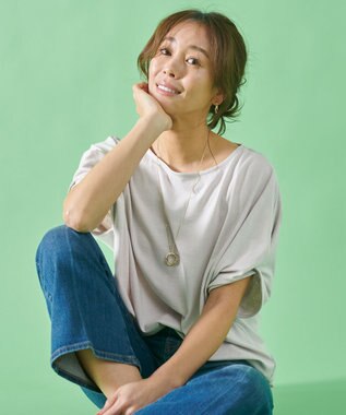 ANY 【接触冷感/UVケア/シワになりにくい】ドルマンスリーブ Tブラウス ライトグレー