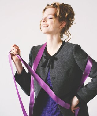 TOCCA 【WEB限定カラー有り】【消臭】MILKY PUFF リボンウールコート チャコールグレー系