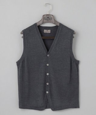 GOTAIRIKU 体温調整に【洗える/チクチクしにくい/ピリングしにくい】イタリア糸 ハイゲージ ベスト_WOOL100% グレー系