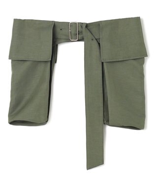 BEIGE， 【洗える】BERNARD / リネンワイドポケット付きラップベルト Olive