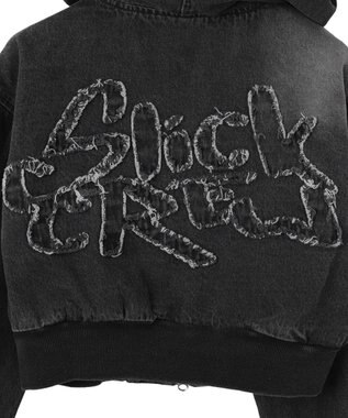 WEGO ヴィンテージウォッシュショートフードブルゾン ブラック