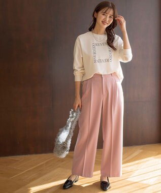 ANY SIS L 【洗える】2wayストレッチジョーゼットロゴ ロンT オフ×スクエア