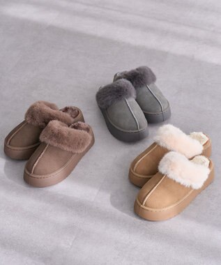 Green Parks ・ｍｉｎｉａ　フェイクムートンサンダル Camel