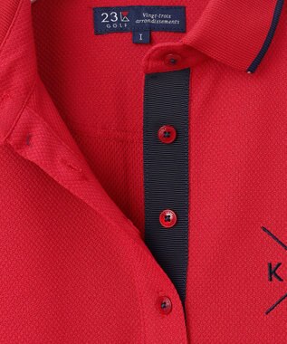 23区GOLF 【WOMEN】【UVカット】ハニカムカノコ長袖ポロシャツ レッド系