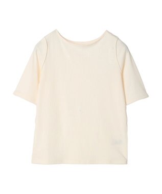 Green Parks ５分袖カットリブプルオーバー Ecru